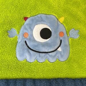 Tiddliwinks Green Blue Baby Blanket Fleece Monster Alien Soft Lovey Security